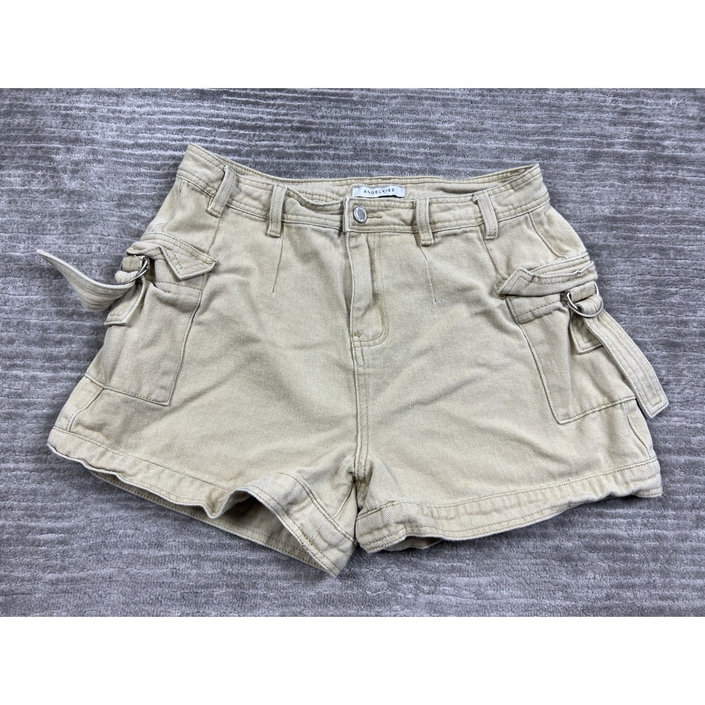 Angel Kiss Jean Shorts Juniors‎ 11 Beige Cargo Pockets Denim 100% Cotton